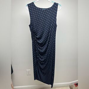 Vince Camuto polka dot sheath dress rushed fitted L